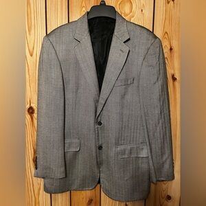 Gianfranco Ruffini Italy Men Blazer Jacket Gray Herringbone Silk lining Size 42R